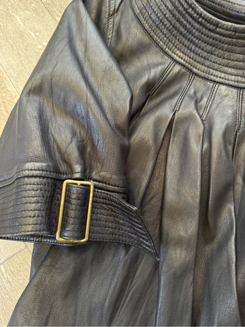 Mike & Chris Black Short-Sleeve Leather Jacket 90’s Y2K Gilmore girls - Picture 7 of 9
